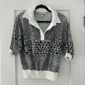 vintage patterned quarter-button shirt